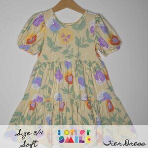 DotDotSmile Size 3/4 Tier Dress - NWT - Soft Yellow Floral